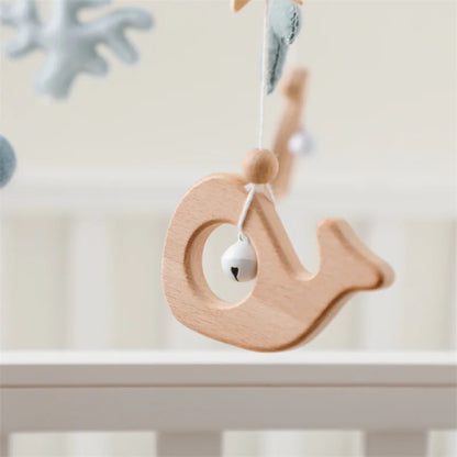 Newborn Baby Rattles Toys, 0-12 Months Soft Felt Whale Bed Bell Infant Mobile Crib Hanging Musical Carousel Toy, Boys Girls Gift