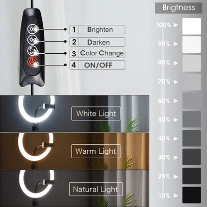 Tripod With LED Ring Light For Phone, Tripod Camera Stand Selfie Photography Light LED Lamp Color Photo Studio For YouTube Live