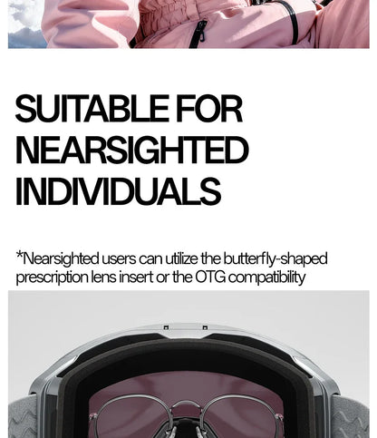 Kapvoe Flip Over Magnetic Snow Goggles Photochromic Ski Men Snowmobile Anti-Fog Snowboard Goggles Women Ski Equipment UV400