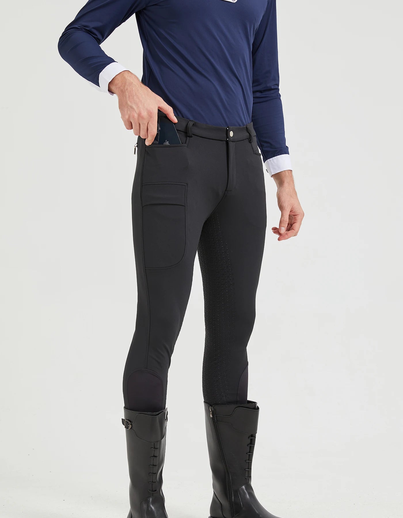 Professional Men's Equestrian Pants Full Silicone Anti-Slip Horse Riding Sports Pants Elastic Quick-Dry Horseback Riding Pants M