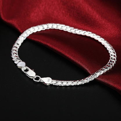 Fashion charm 925 Sterling Silver Bracelet for man woman, Twisted rope chain fine jewelry, Wedding party Christmas gift