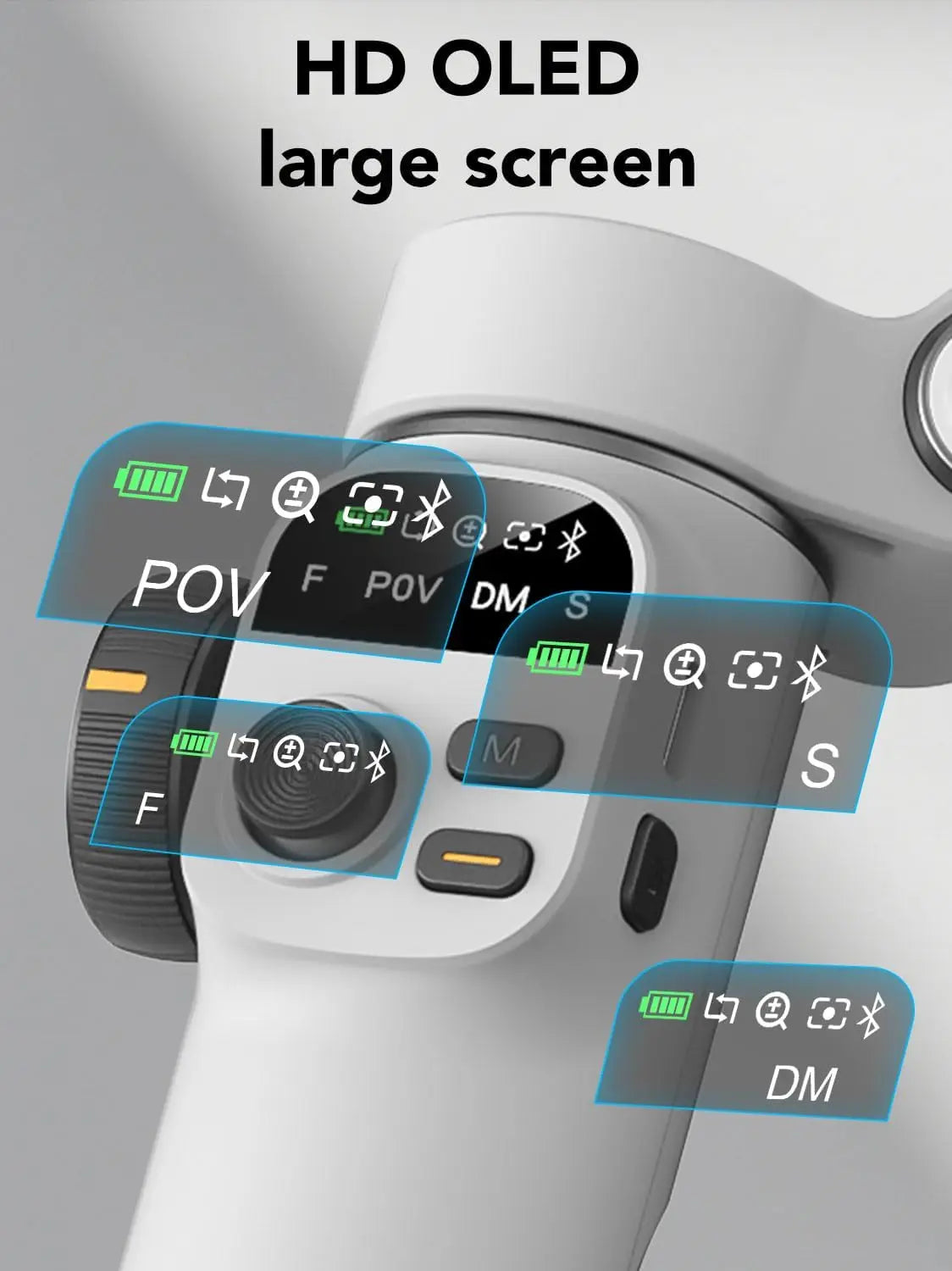 AOCHUAN Smart X2 Handheld Gimbal 3-Axis Stabilizer Built-in 20cm Extension Rod LED Display Phone Holder for iPhone Smartphone