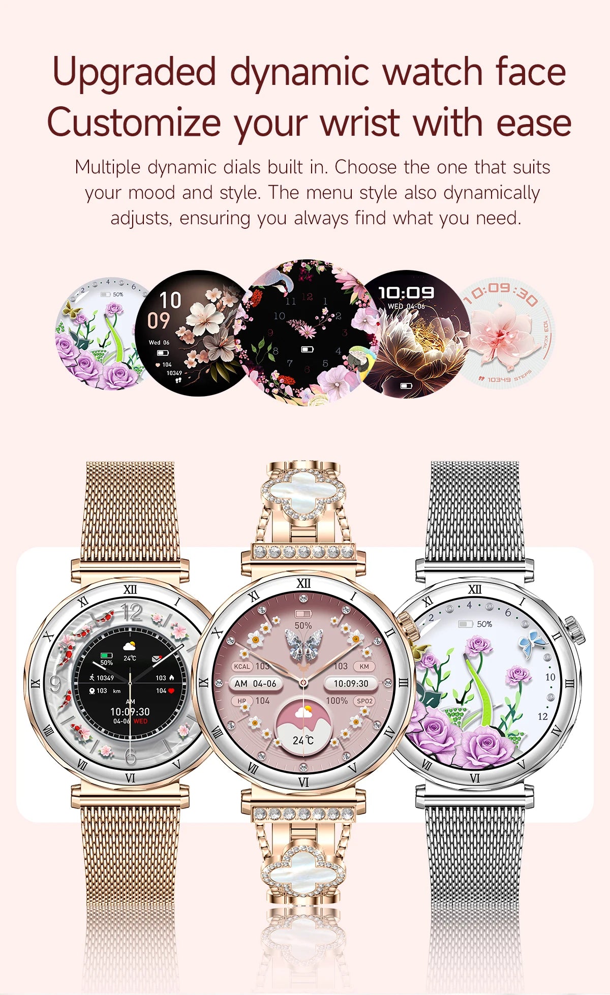 LIGE 1.19"Ultra-Slim AMOLED HD Display Fitness Tracker Smartwatch Bluetooth Call Heart Rate Monitor Waterproof Smart Watch Women
