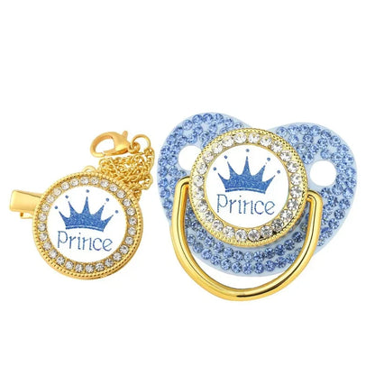 New Baby Pacifier Chain Clips Crown Princess Prince Pacifiers Holder Silicone Nipple Luxury Infant Teether New Born Shower Gifts