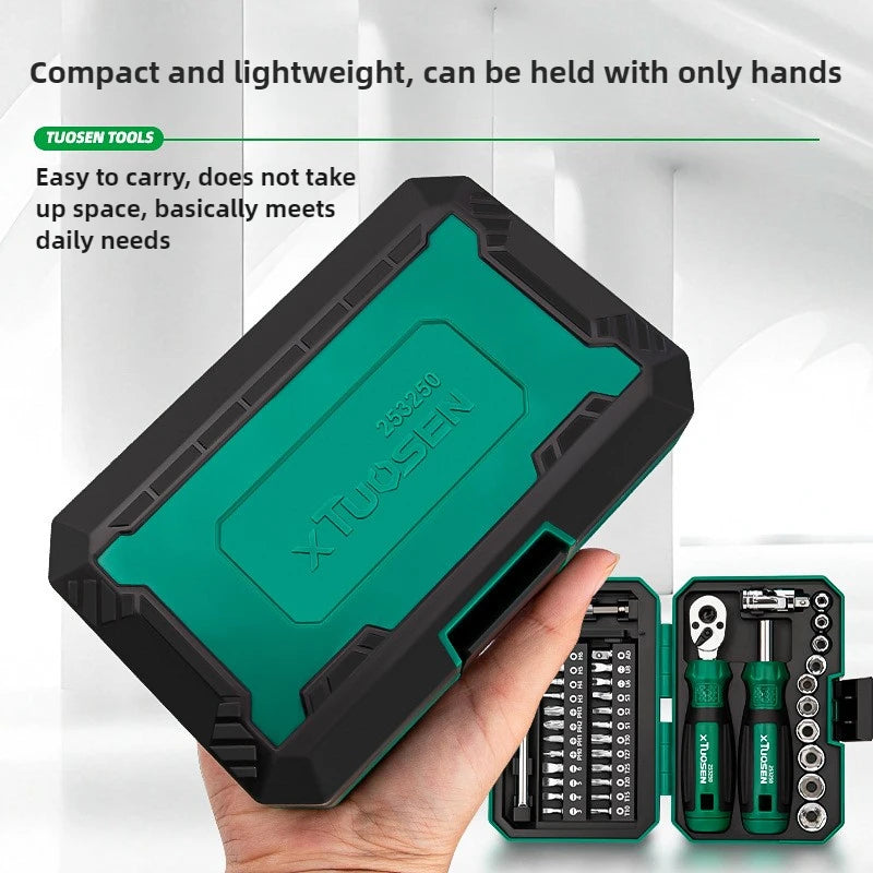 TUOSEN 40 Piece Ratchet Wrench And Screwdriver Comprehensive Set High Hardnes Swear Resistant Durable