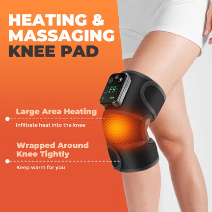 Electric Heated Vibration Knee Massage Pad, 3 in 1 Massager for Shoulder Elbow, Hot Compress Thermal Joint Brace Muscle Relaxation