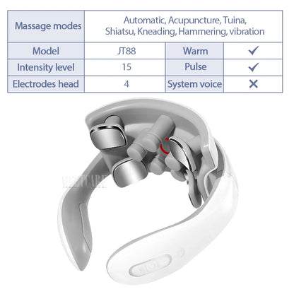 TENS Pulse Back Neck Massage 4 Modes EMS Electric Smart Shoulder Cervical Massager Relaxation Muscle Beating Health Care Tool