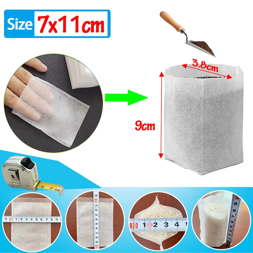 100Pcs Plant Grow Bags Nursery Bags Seeds To Sow Flower Pots Biodegradable Non-woven Fabric For Home Garden Accessories Tools