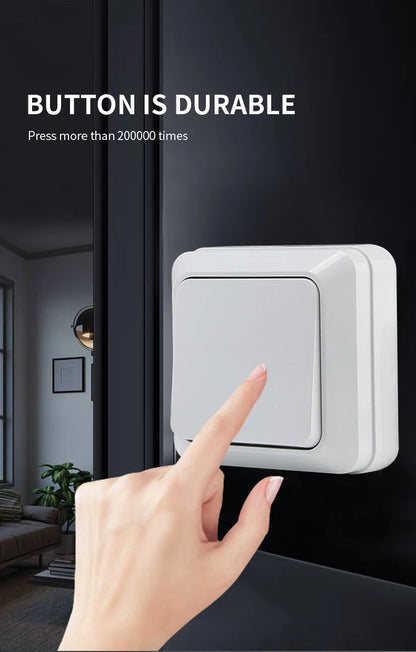 WESA Wall Mount Button Switch Classic Plastic Surface 1 Gang 1 Way Vintage Outdoor White Wall Exterior Switch On And Off