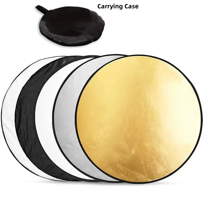 RF01 24" Reflector 5-in-1 30CM 60CM 80CM 110CM Silver White Gold Portable Collapsible Soft Light Round Photography for Studio 2-in-1