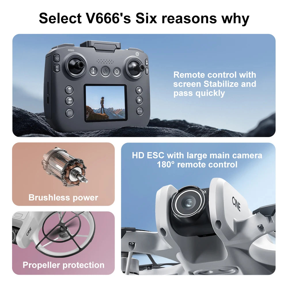 For Genuine V666 Drone Professional WIFI 5G Drone Obstacle Avoidance Brushless Altitude Headless Mode RC Quadcopter FPV Toys