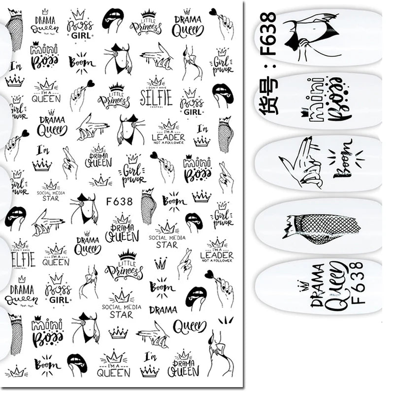 3d Nail Art Decals Tropical Palm Leaves Flowers Laces Faces Adhesive Sliders Nail Stickers Decoration For Nail Manicure