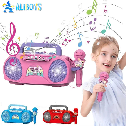 Kid Karaoke Singing Machine with Microphone Portable Musical Instrument with Light Educational Toy Girl Boy Party Birthday Gift