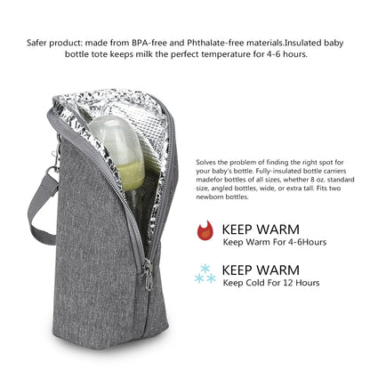 Baby Bottle Bag Portable Mother Feeding Bottle Warmer Baby Feeding Aluminum Mold Insulation Outing Stroller Hanging Bag