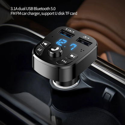 Bluetooth 5.0 Fm Transmitter Car Wireless Fm Radio Modulator Car Kit Dual USB Car Charger Adapters FM Transmitter Receiver