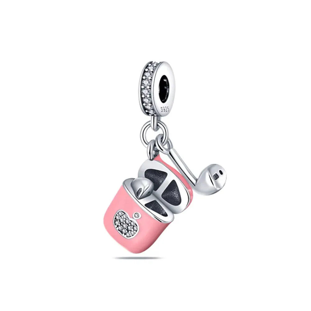 Hot Selling 925 Silver Pink Cake, Dog Paw, Luggage, Cup Bead Pendant Suitable for European Original Bracelet DIY Exquisite Jewelry
