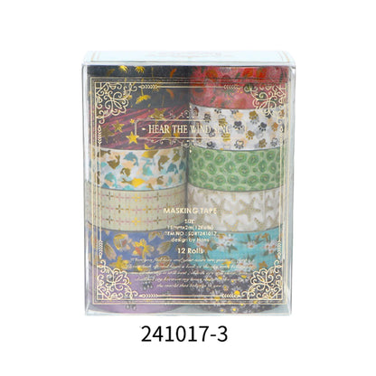 Creative Floral Hot Foil Washi Tape Set, 12 Rolls Decorative Masking Tape for Scrapbooking, Journaling, DIY Gift Supplies