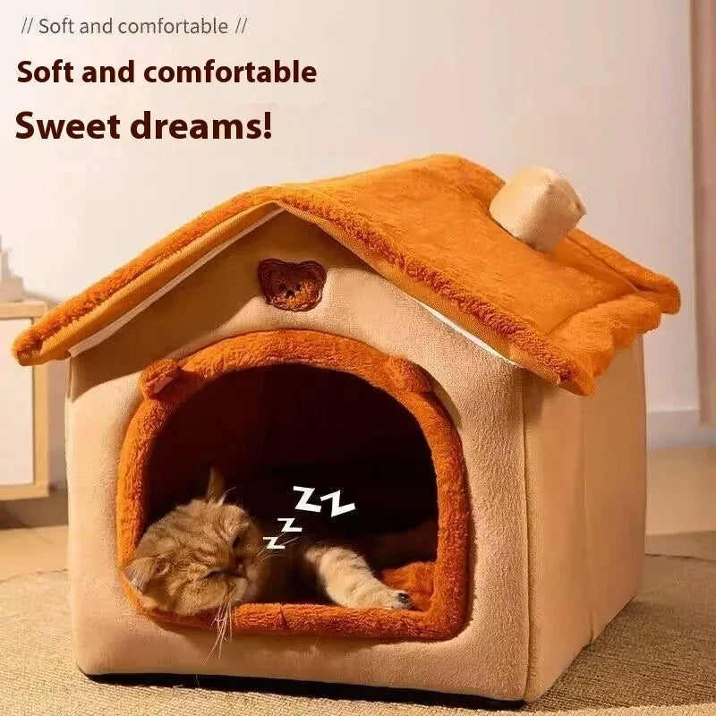 Pets Tent Cozy Cave Nest Indoor Pet Deep Sleep Comfort Cat Bed Iittle Mat Basket Small Dog House Products Semi-enclosed Cat Bed