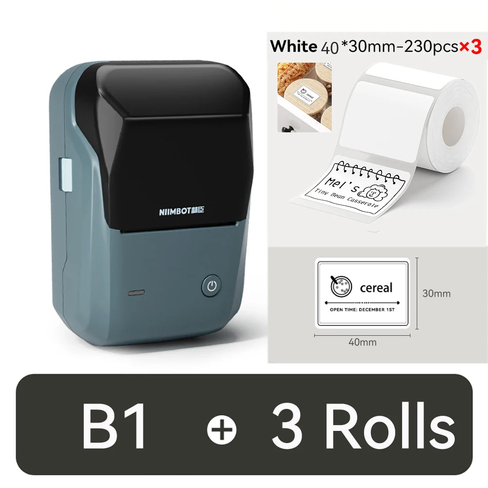NIIMBOT B1 Portable Thermal Printer With Tapes 2 Inch Adhesive Label Printer Mini Bluetooth Sticker Maker Support Smartphones PC