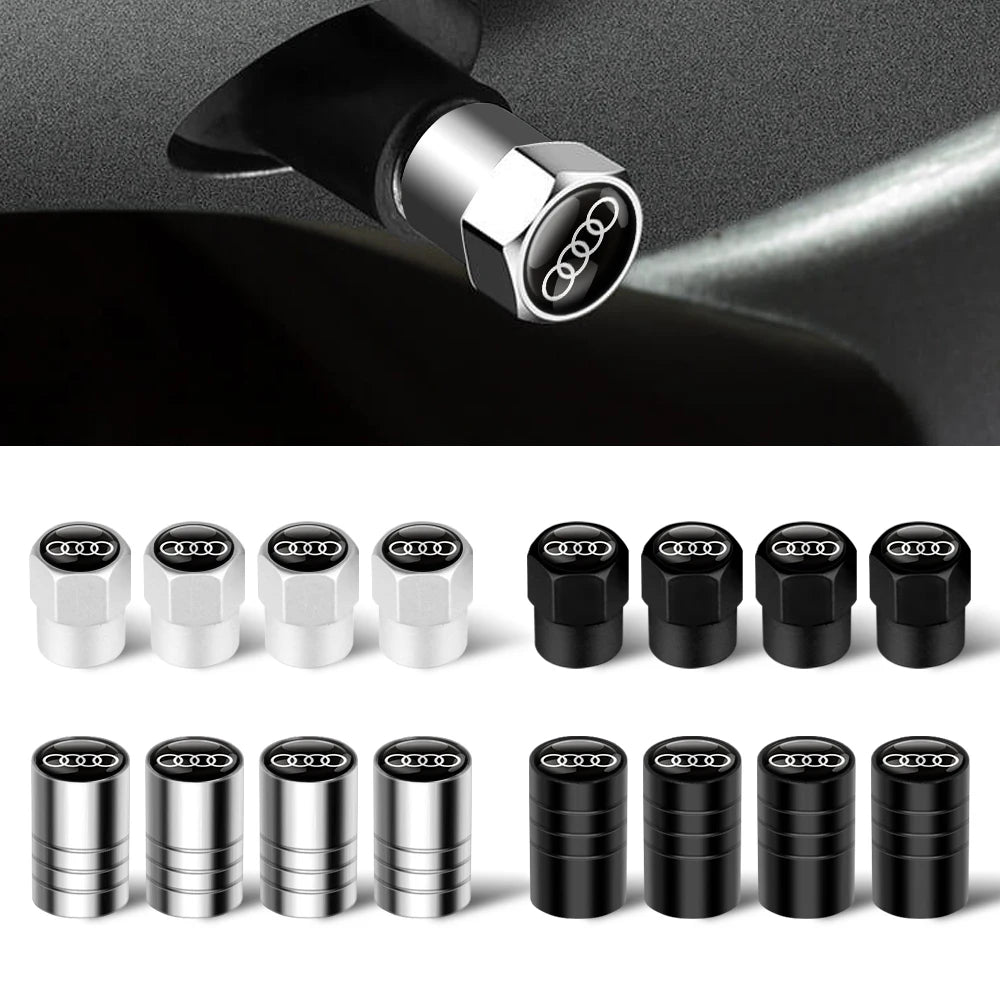 4Pcs Metal Alloy Car Wheel Tire Air Valve Caps Cover For Audi A3 A4 b6 b8 b7 A6 A8 S Line S3 S4 S6 Q3 Q5 Q7 Q8 Auto Accessories