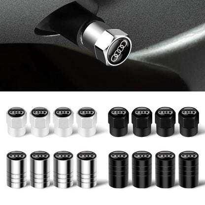 4Pcs Metal Alloy Car Wheel Tire Air Valve Caps Cover For Audi A3 A4 b6 b8 b7 A6 A8 S Line S3 S4 S6 Q3 Q5 Q7 Q8 Auto Accessories