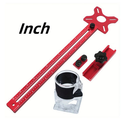 MM/Inch Multifunctional Cabinet Hardware Jig and Router Guide, 4 in 1 Router Milling Groove Bracket, Router Circle Cutting Jig