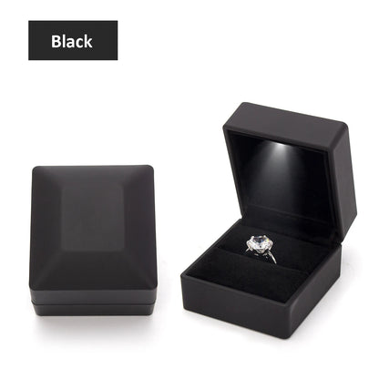 LED Jewelry Ring Box with Light Luxury Crown Earrings Pendant Storage Display Proposal Wedding Gift Box Jewelry Organizer Box
