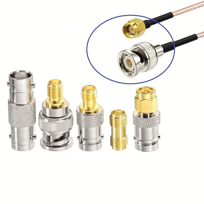 SMA Male to BNC Male Cable, 20cm + 5pcs RF Coax Adapter Kit, SMA to BNC Cable, SMA BNC Adapter Cable Kit for RF Applications/Antenna