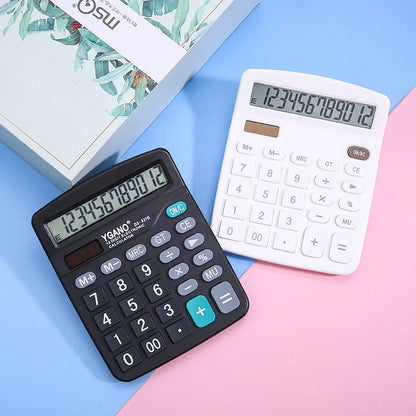 12-Digit Electronic Calculator Solar Calculator Dual Power Supply Calculator for Home Office School Financial Accounting Tools