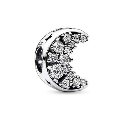New Fashion 925 Sterling Silver Romantic Starry Sky Moon Sun Stars Pendant Fit Original Charms Bracelet Women Jewelry Gift