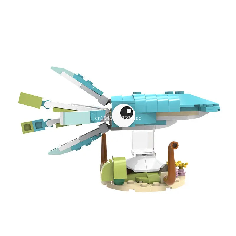 MOC Marine Animals Shark Whale Megalodon Building Blocks Set Deep Sea Rescue Fish Bricks Educational Assembly Model Toys Gifts
