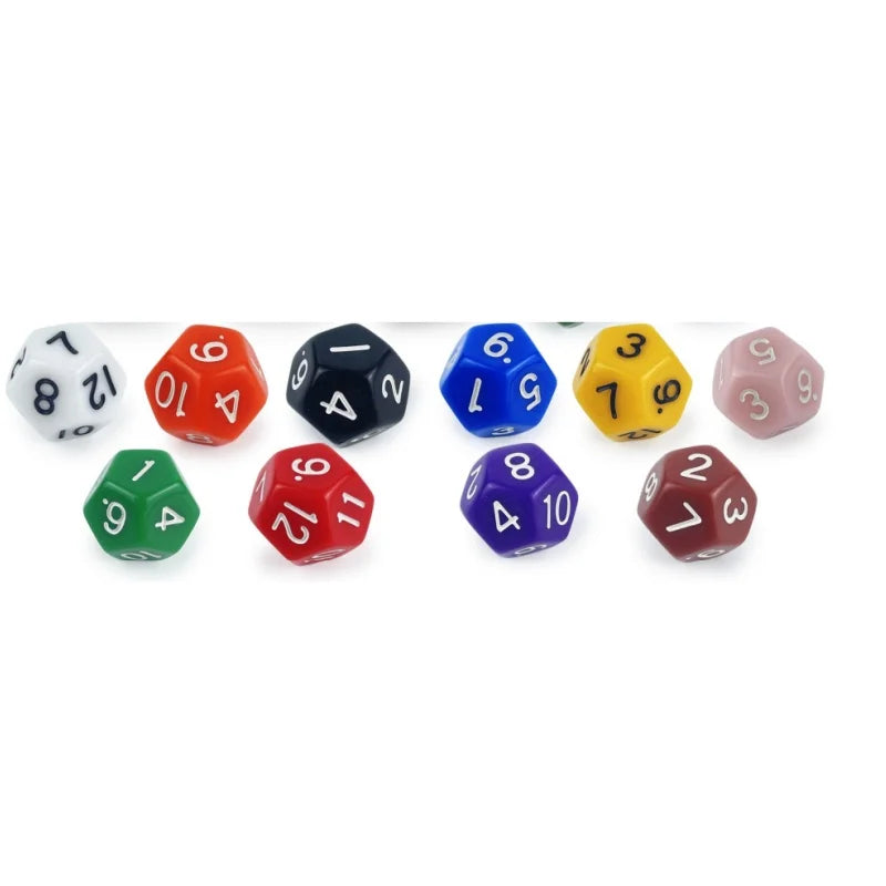 D12 12 Faces DND Dice Transparent Acrylic 12 Side Dice Set Polyhedral TRPG, Mtg, Rpg, Dice for DND or COC Game, 10PCs per Set