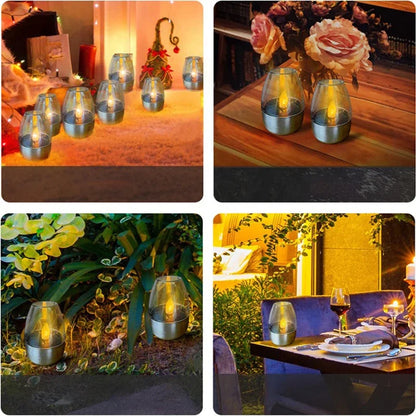 LED Solar Candles Light Flameless Rechargeable Night Light For Wedding Party Garden Decor, Outdoor Waterproof Solar Candles Lamp