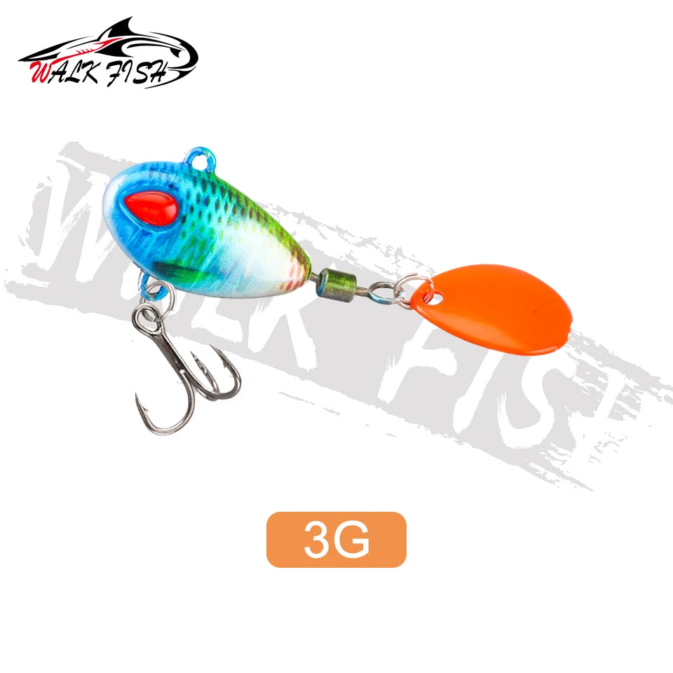 WALK FISH Sinking 3g-21g VIB Lure Spoon Spinner Fishing Bait Wobblers Metal Jig Rotating Sequin Tail Far Casting For Sea Bass
