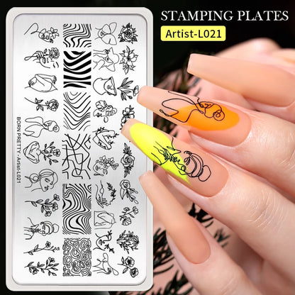 BORN PRETTY Stamping Plate Snowflake Winter Christmas Flower Snakes Design For Nail Polish Printing Template Tools Supplies