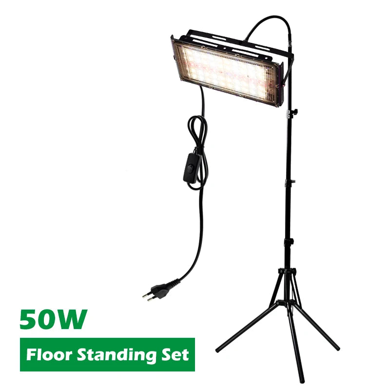 AC220V LED Plant Grow Light 50W/100W Phyto Lamp Full Spectrum Growing Lights with Bracket Adjustable Tripod for Seeds Veg Flower