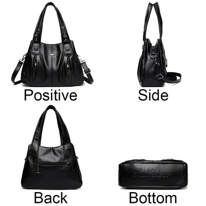 100% Genuine Leather Women Handbag Fashion Girls Top-Handle Bucket Bag Soft Cowhide Female Shoulder Bags Women Crossbody Bag Sac