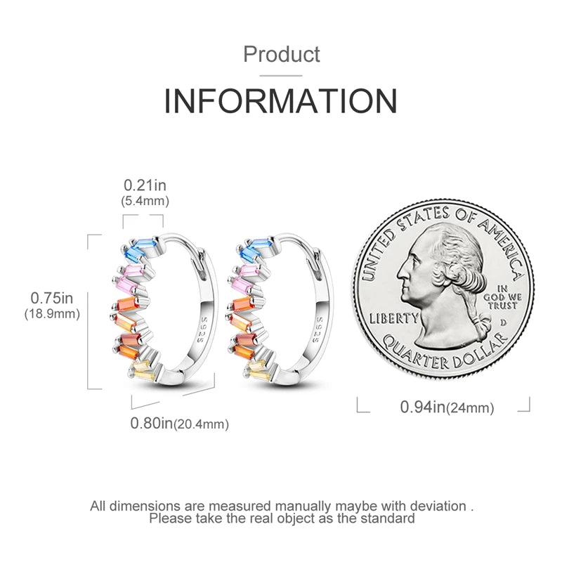 925 Sterling Silver Colored Zirconium Stars Hoop Earrings For Women Jewelry, Anniversary WeddingMaking Jewelry Gift