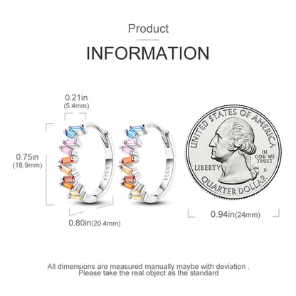 925 Sterling Silver Colored Zirconium Stars Hoop Earrings For Women Jewelry, Anniversary WeddingMaking Jewelry Gift