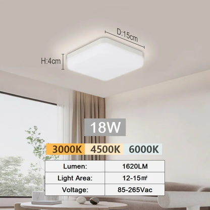 LED Ceiling Lamp 18-48W Flush Mount Fixture 3000K-6000K Daylight Modern Home Lighting for Bedroom Living Room Kitchen Hallway
