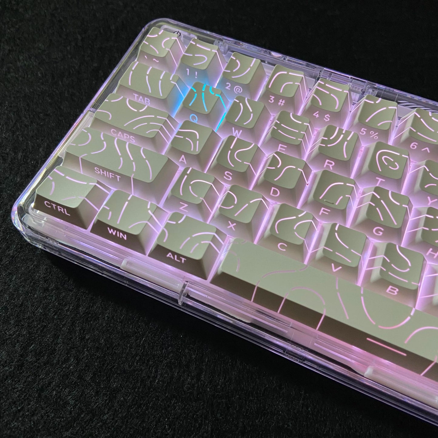 Contour Lines Translucent Keycaps Side Engraving Cherry Profile Black White Key Cap 60 70 80 90 100 Layout Mechanical Keyboard