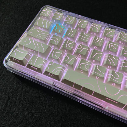 Contour Lines Translucent Keycaps Side Engraving Cherry Profile Black White Key Cap 60 70 80 90 100 Layout Mechanical Keyboard
