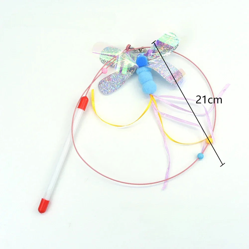 Interactive Cat Toy Hands-Free Cat Stick Playing Kitten Playing Teaser Wand Toy Suction Cup Bird/Feather Cat Wand Pet Supplies