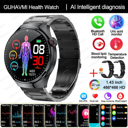 New Nursing Grade Smart Watch, Blood oxygen Blood Lipid Uric Acid ECG+PPG Body Temperature Bluetooth Call Health Smartwatch, Apple Health