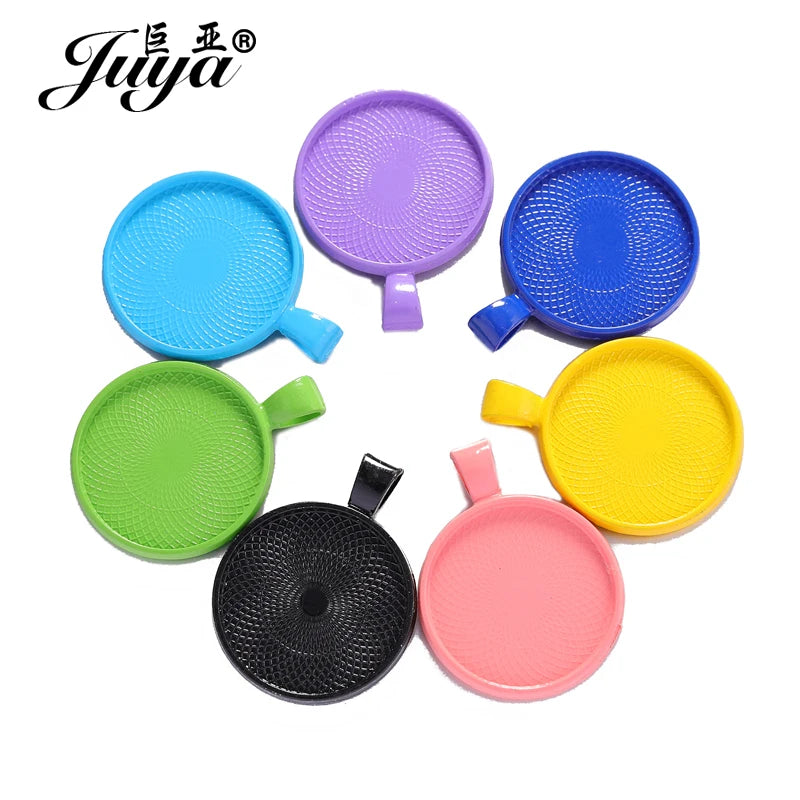 10Pcs, Pendant Cabochon Base, DIY Jewelry Making 25mm Inner Size Plated Crafts Setting, Necklace jewellery Findings Accessory, JUYA