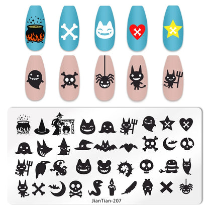 RJ Halloween Nail Stamping Plates, Beautiful zombie Festival Pattern Nail Art Image Plates, Stainless Steel Nail Art Plate Stencil