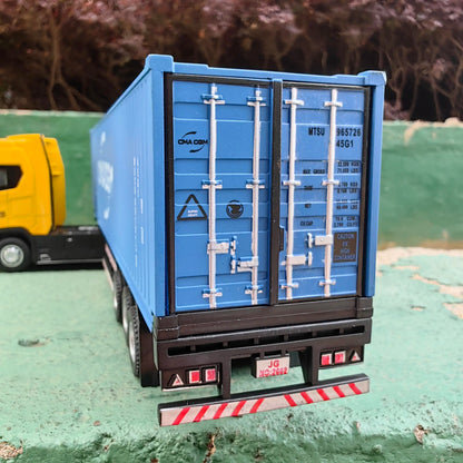1:50 Alloy Diecast Large Truck Model Car Toy Simulation Container Toy Sound and Light Pull BackTransport Vehicle Model Kid Gifts