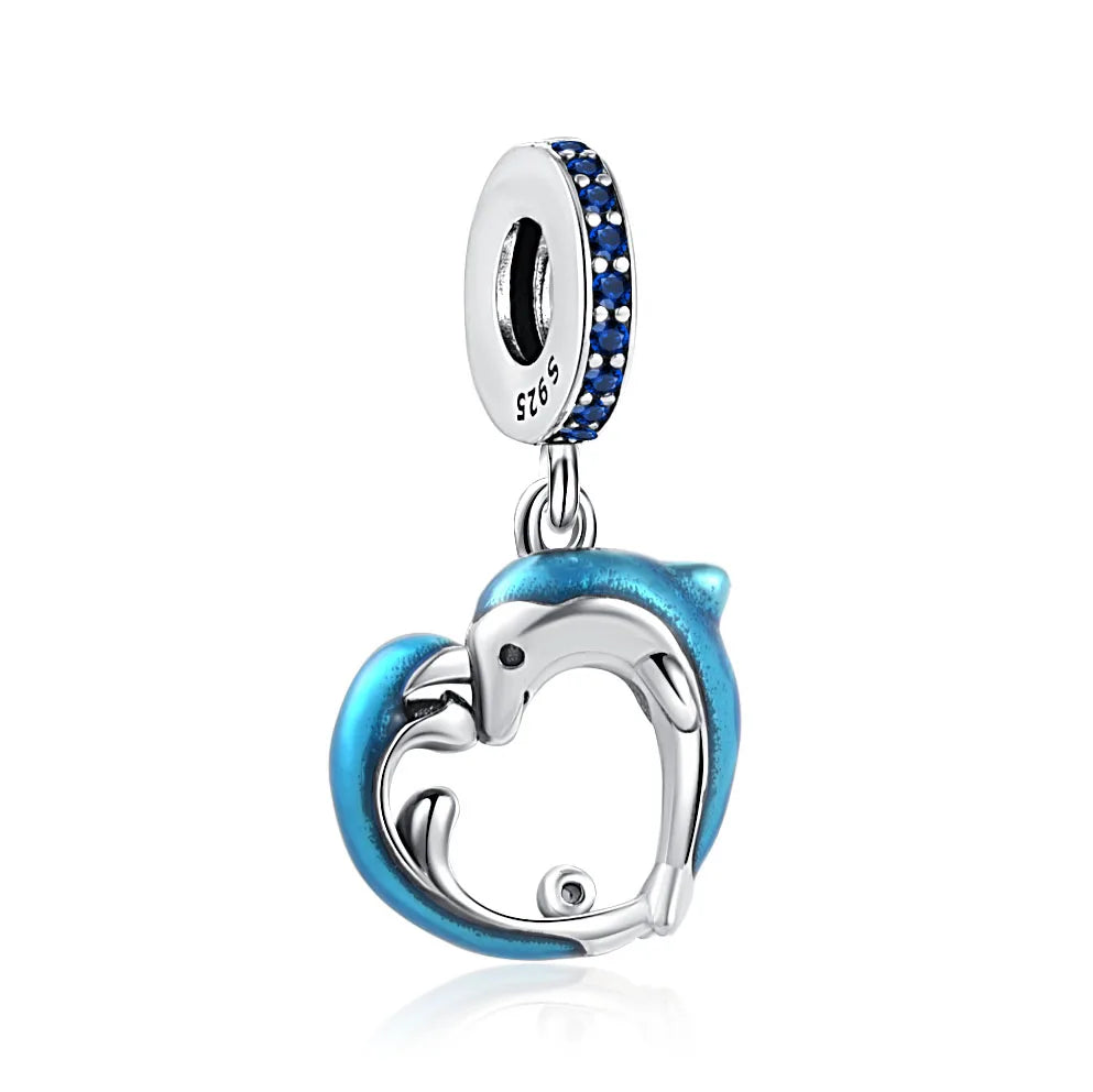 New 925 Silver Octopus crab Charm Bead Sea turtle starfish Seahorse dolphin Pendant Fit Original Bracelet Women DIY Jewelry Gift