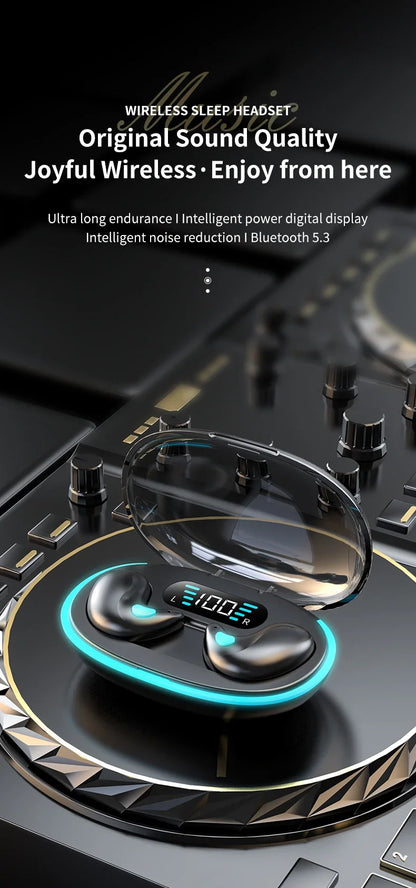 Sleep Wireless Earphone TWS Bluetooth 5.3 Headphones Hidden Earbuds IPX5 Waterproof Noise Reduction Sports Headset