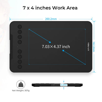 XPPen Deco Mini7 V2 Graphics Tablet, 7*4.3 Inch Digital Drawing Tablet, 8 Keys 16384 Levels 60 Tilt for Art Drawing Signature